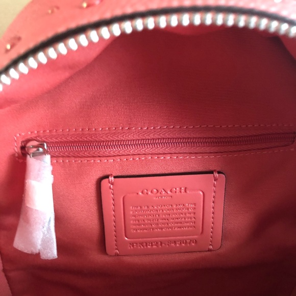 Coach mini Charlie backpack w border studs Coral - Picture 3 of 8